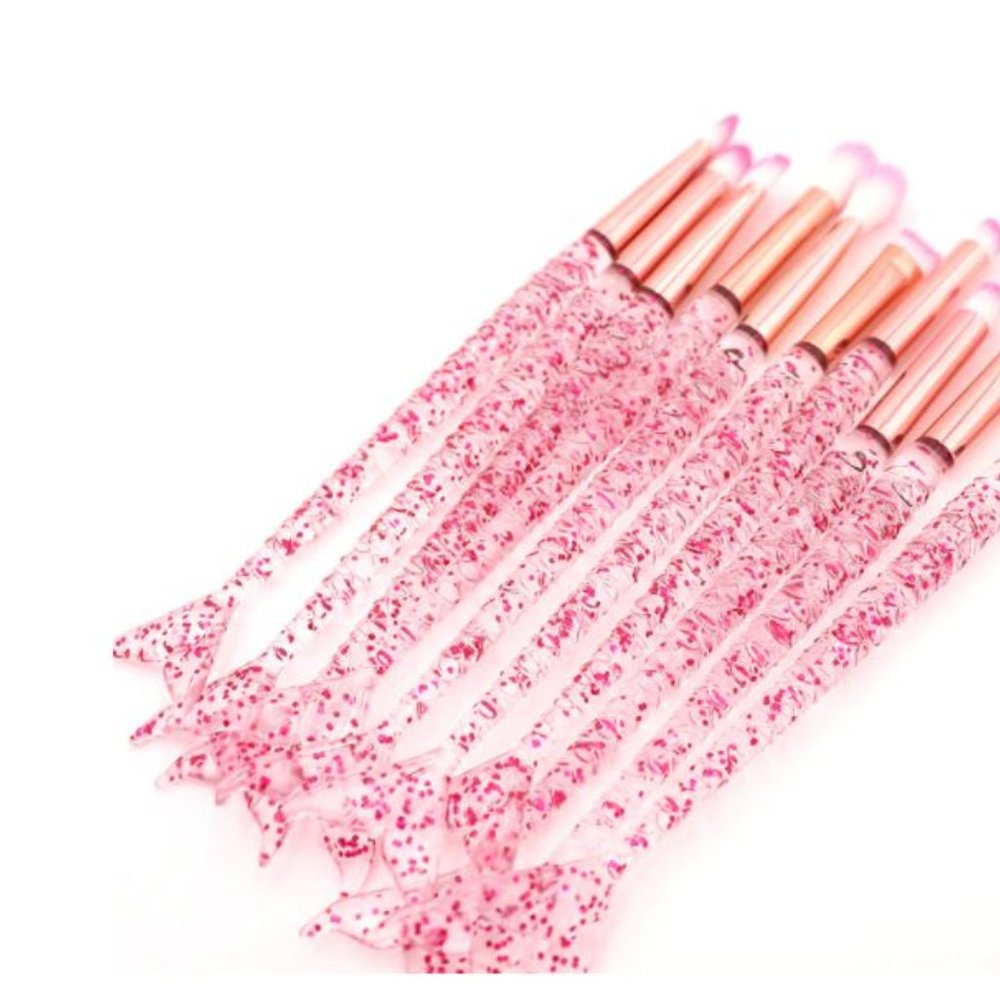 10 Piece Acrylic Mermaid Make Up Brush Set - Picture 4 of 9